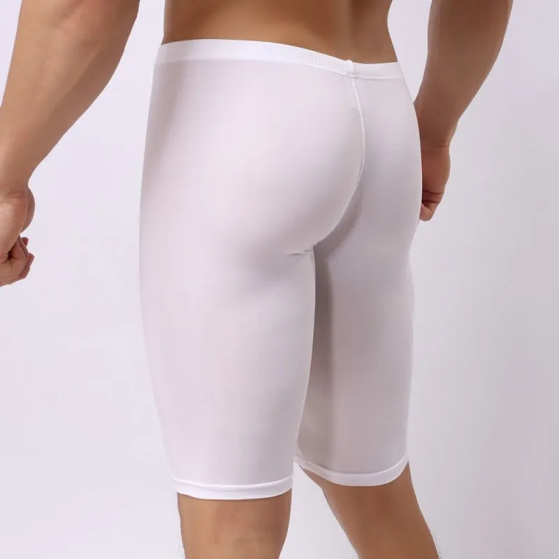 Men's Pajamas Ice Silk Ultra-thin Transparent Penis Pouch Sleep Bottom Body Sculpting Pants Leggings Sexy Male Nightie Sleepwear