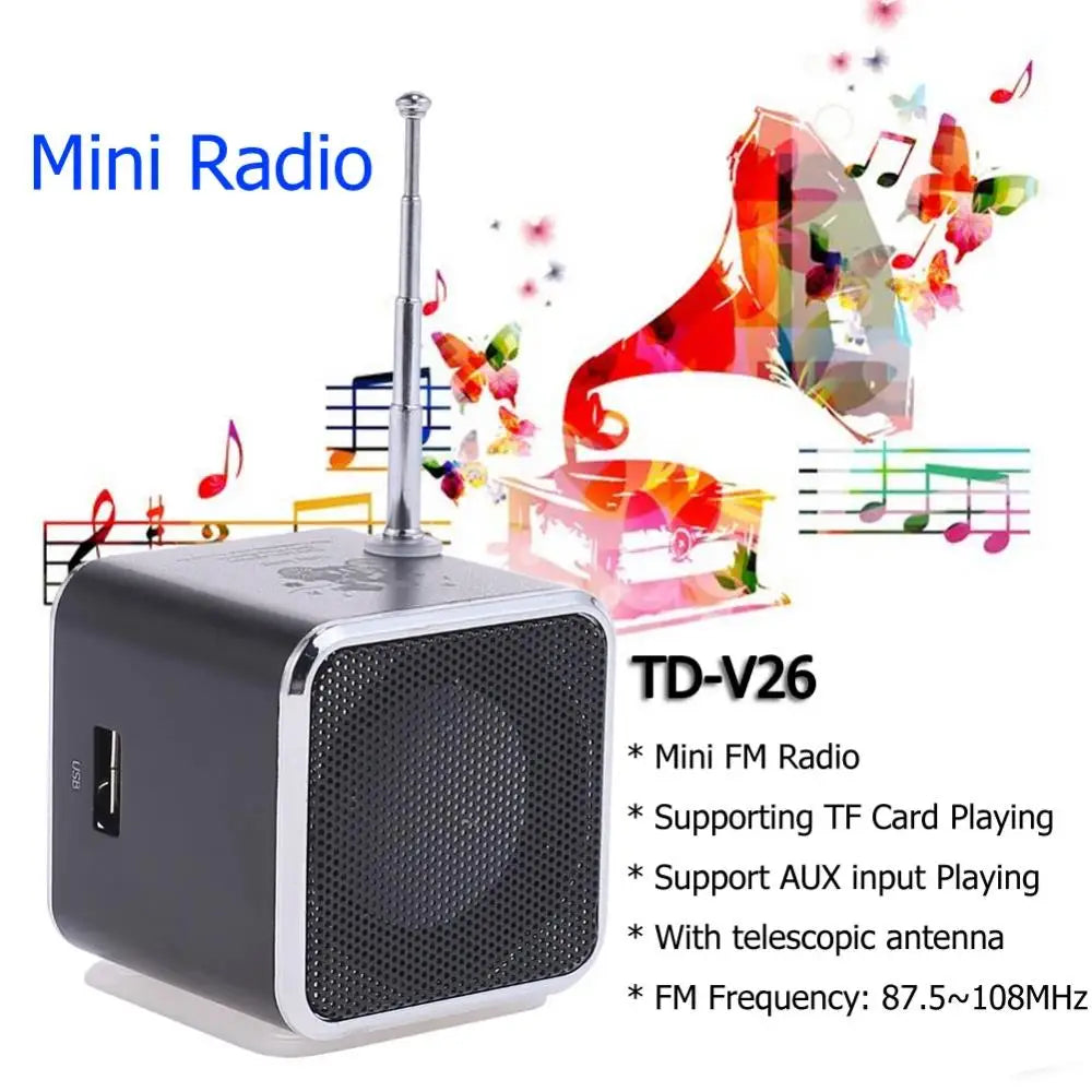 Mini Radio FM Bluetooth Speaker Portable Small Wireless Music Sound Box Bocina MP3 Player Coluna Column Bluetooth Caixa De Som