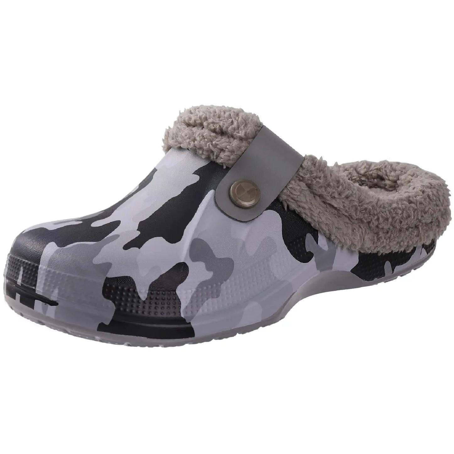 CRACOMIN Tamancos Forrados a Pelo Mulher Homem Sapatos de Jardim Impermeáveis Chinelos Felpudos de Inverno Sapatos de Quarto de Pelúcia Tamancos de Pelo Modernos para Exterior
