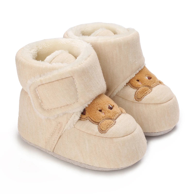 Winter Newborn Boys and Girls Cute Cartoon Cotton Shoes with Soft Sole and Warm Boots Preschool Walking Shoes Winter Newborn