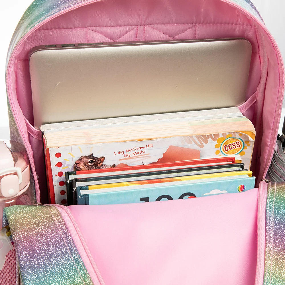3pcs Sets Cute Love Design Girls' School Backpack Mochilas for Elementary School Bags With Lunch Box Pencil Case Age 6-13