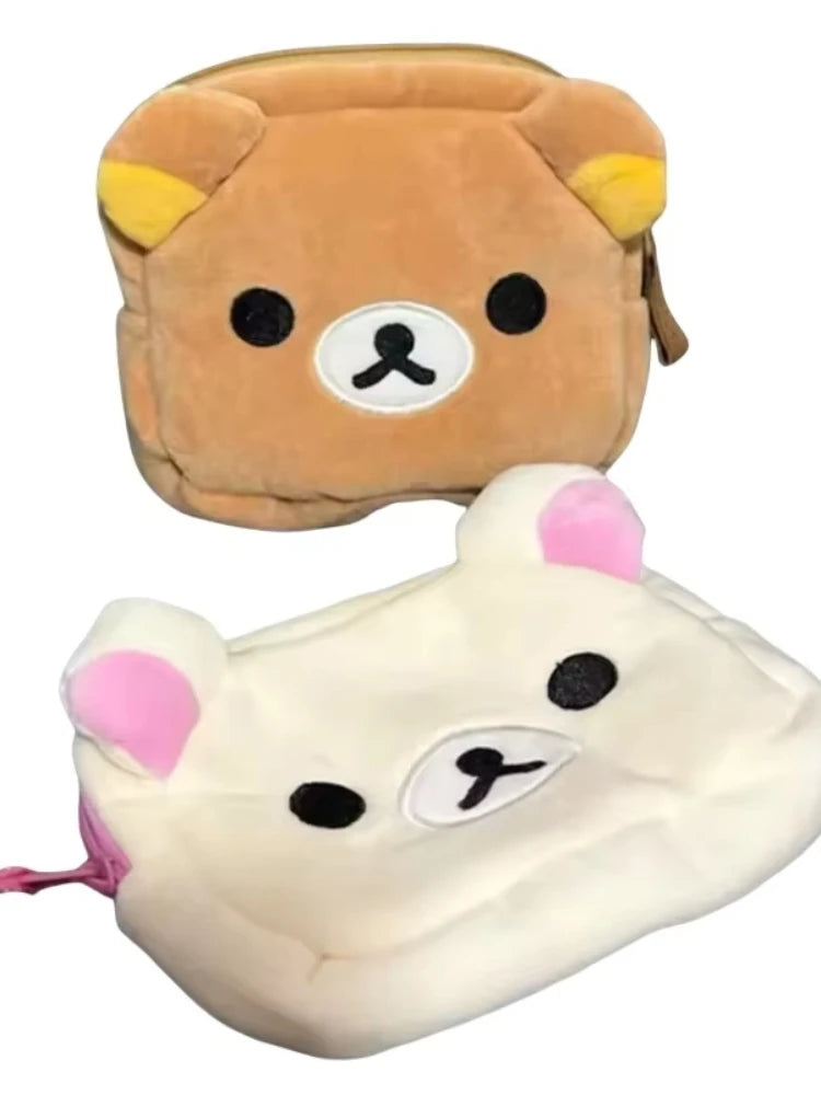 Rilakkuma Cute Makeup Organizer Storage Bag Cartoon Bear Plush Kawaii Cosmetic Cosmetic Bags Vanity Beauty Case Cute Pencil Case