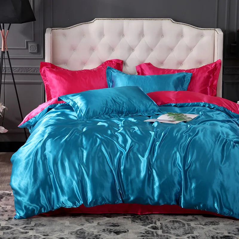 Duvet Cover Set Bed 120/150/180/200 Tencel Silk Bedding Set Black Green White Summer Sheet Luxury Stretch Fitted Sheet 180x200