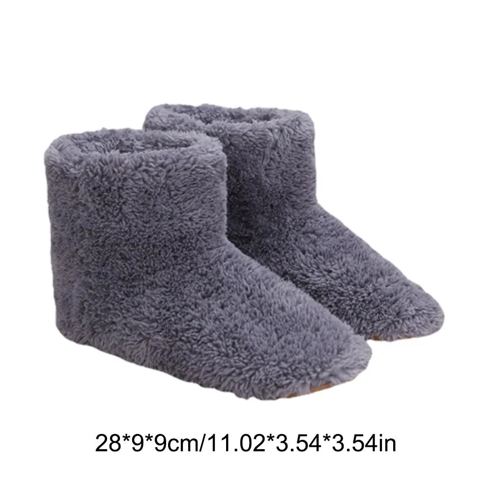 USB Heater Foot Shoes Winter Warm Snow Boots Comfortable Plush Warm Electric Slippers Winter Warming Slipper for Women Men