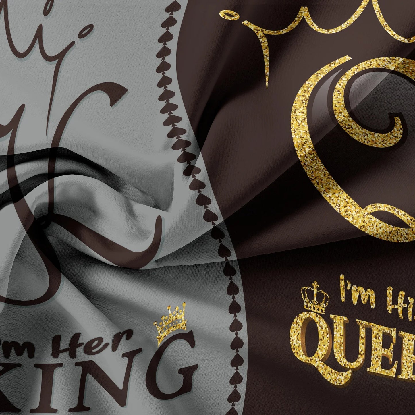 3pcs Duvet Cover Set Definition Printed Black And Gray King Letters With A Crown Design, Suitable For Home Or Dorm Use