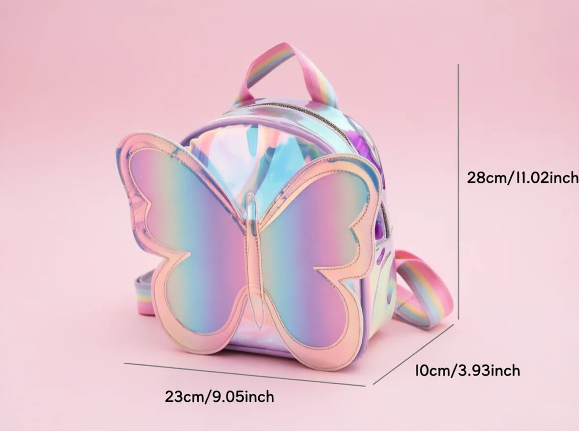 Girls Fashion Backpack Laser Butterfly Design Children's Mochila for Kids