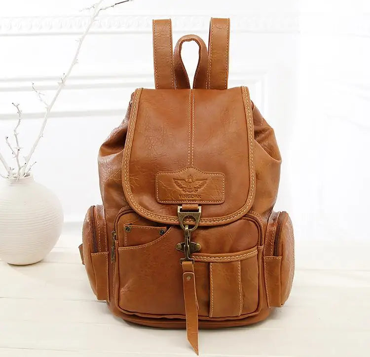 Mochila Feminina de Couro, Mochila Escolar para Meninas, Multifunções, Viagem, Mochila 2022