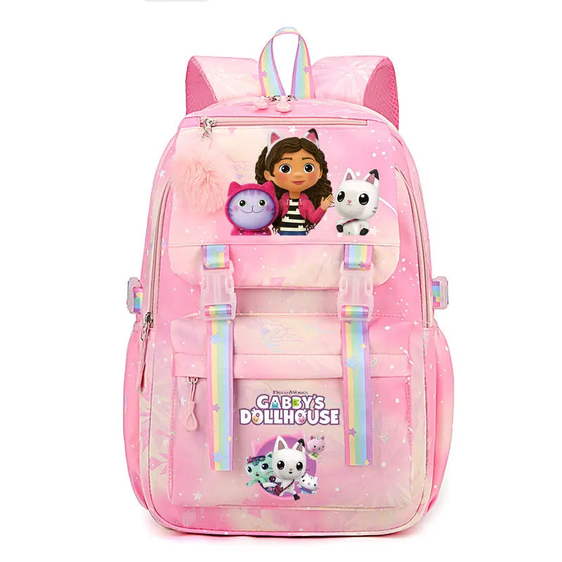 Mochila Escolar de Meninas Gabby Dollhouses Mochila Bonita com Estampa de Desenho Animado para Crianças Mochilas para Meninos e Meninas Mochila Escolar Infantil