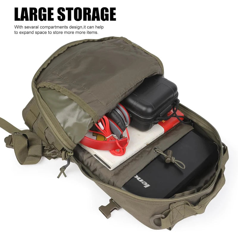 LQARMY Pequena Mochila Tática de Viagem Impermeável para Exterior, Saco de Desporto e Campismo com Sistema Molle para Trekking, Pesca e Caça