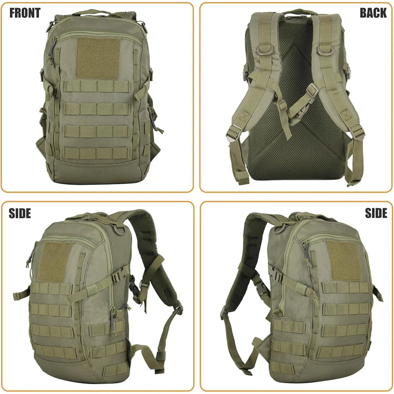 LQARMY Pequena Mochila Tática de Viagem Impermeável para Exterior, Saco de Desporto e Campismo com Sistema Molle para Trekking, Pesca e Caça