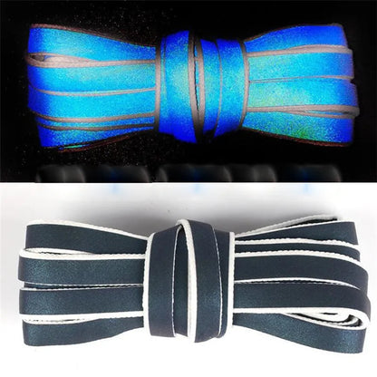 1Pair Flat Reflective Shoelaces Runner Shoe Laces Safety Luminous Glowing Shoelace For Unisex Sneaker Shoe laces