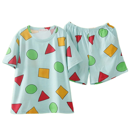 Pijama Sin Chan Man Pajama Sinchan Cotton Summer Short Sets Japanese Pajamas for Couples Man and Woman Sleepwear 2024