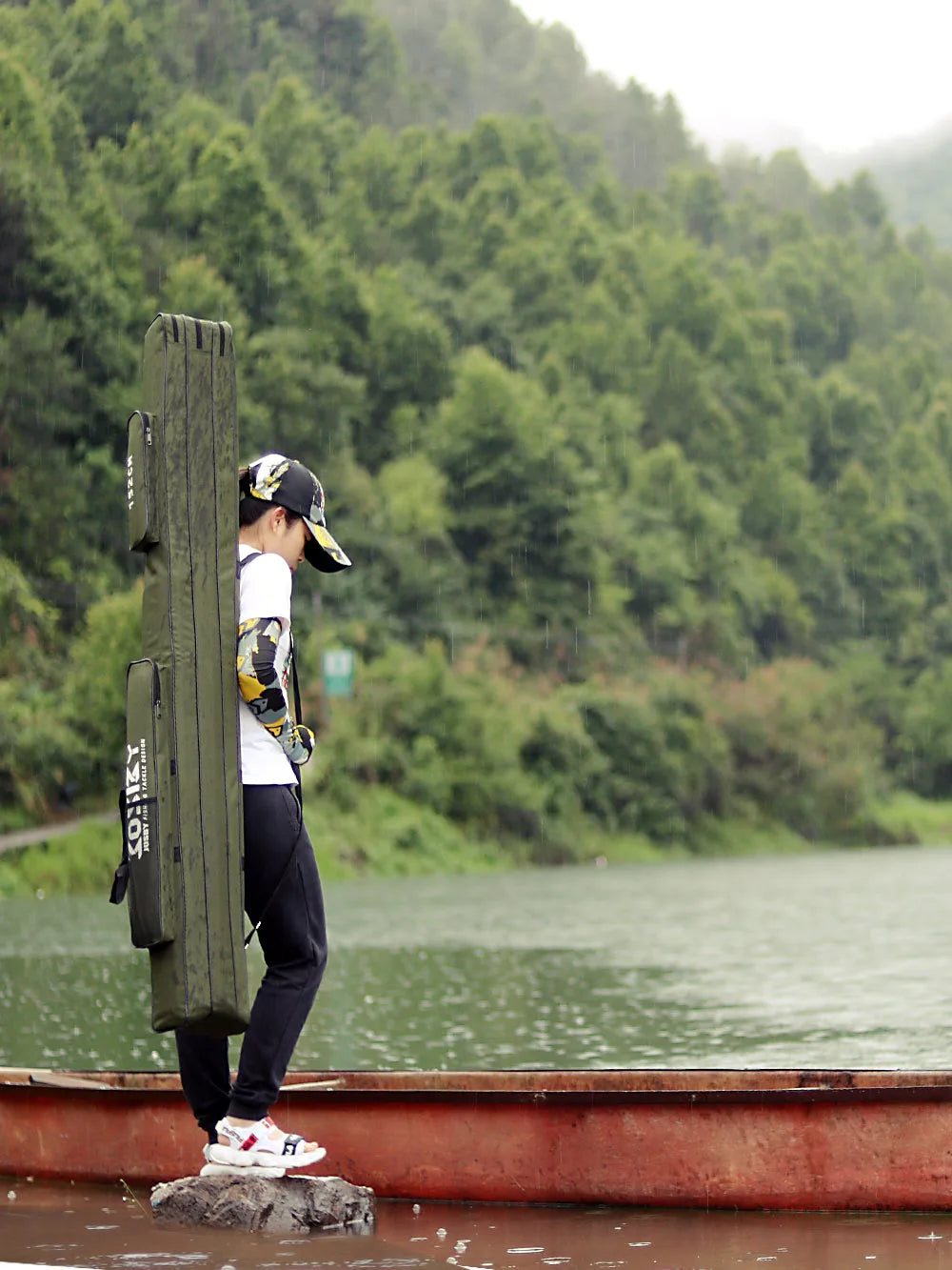 Saco de Pesca Portátil Pano Oxford Dobrável Vara de Pesca Saco de Carretel Sacos de Armazenamento de Material de Pesca Estojo de Viagem Pesca 182CM-60CM