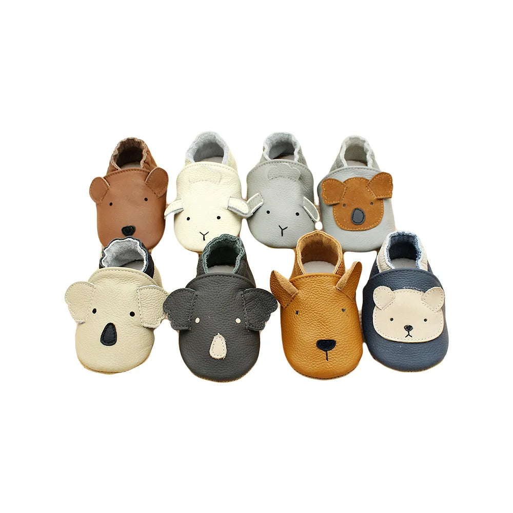 Sapatos de Berço Casuais de Couro para Bebé para Primeiros Passos Criança Menina Menino Recém-nascido Andadores Educativos Crianças Ténis de Animais