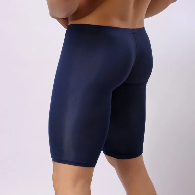 Men's Pajamas Ice Silk Ultra-thin Transparent Penis Pouch Sleep Bottom Body Sculpting Pants Leggings Sexy Male Nightie Sleepwear