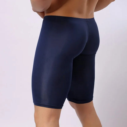 Men's Pajamas Ice Silk Ultra-thin Transparent Penis Pouch Sleep Bottom Body Sculpting Pants Leggings Sexy Male Nightie Sleepwear