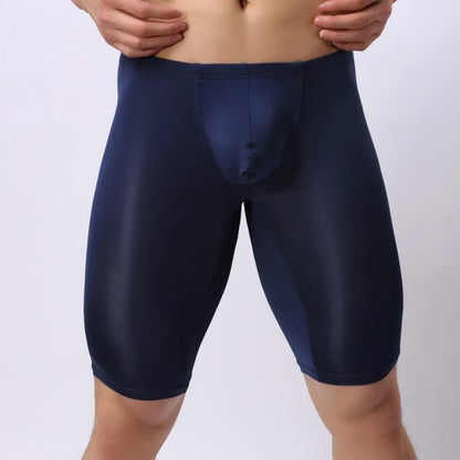 Men's Pajamas Ice Silk Ultra-thin Transparent Penis Pouch Sleep Bottom Body Sculpting Pants Leggings Sexy Male Nightie Sleepwear