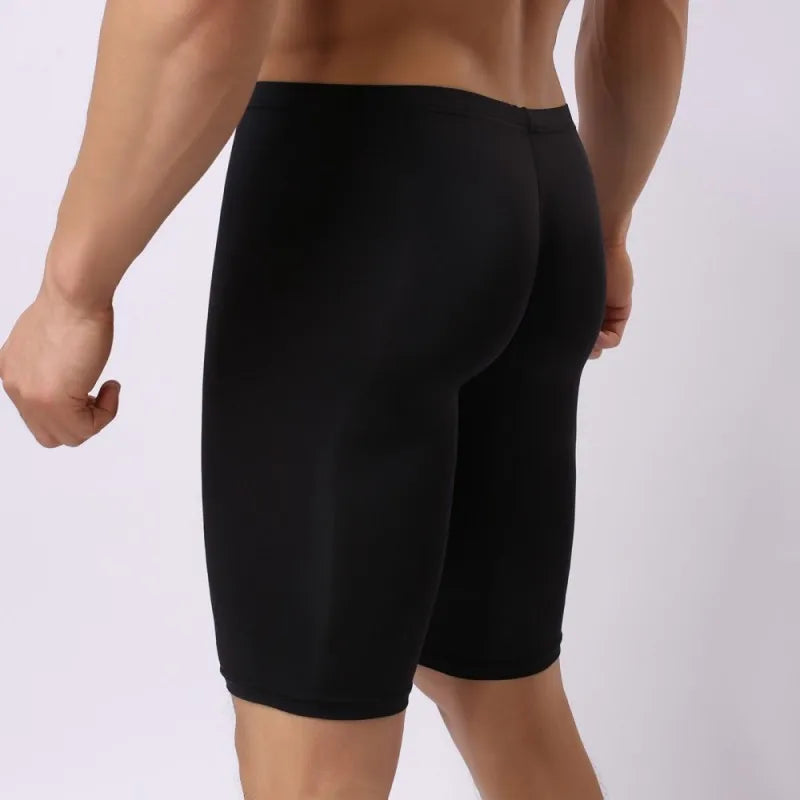 Men's Pajamas Ice Silk Ultra-thin Transparent Penis Pouch Sleep Bottom Body Sculpting Pants Leggings Sexy Male Nightie Sleepwear