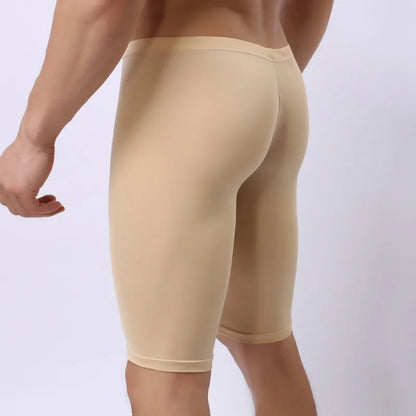 Men's Pajamas Ice Silk Ultra-thin Transparent Penis Pouch Sleep Bottom Body Sculpting Pants Leggings Sexy Male Nightie Sleepwear