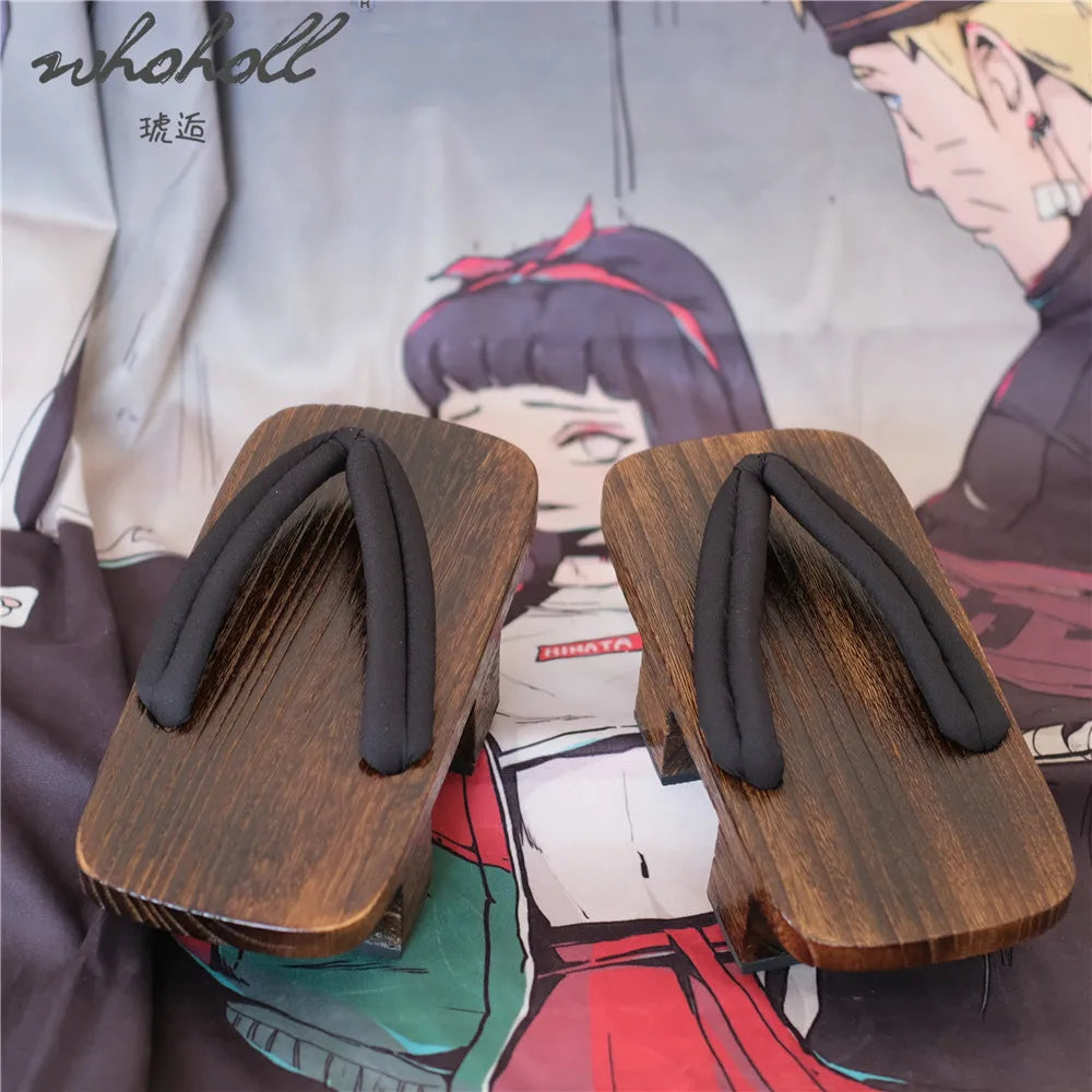 WHOHOLL Cosplay Japanese Samurai Shoes Wood Clogs Summer Slipper Man Women Flip Flops Geta Two Teeth Platform Flat Shoes