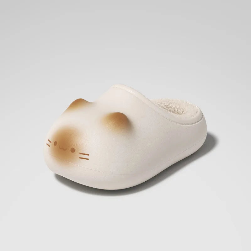 Ultra Light Plush Cotton Slippers Outdoor Home Waterproof Warm Couple Shoes Autumn and Winter Non-slip Bottom Cats Paws Slipper