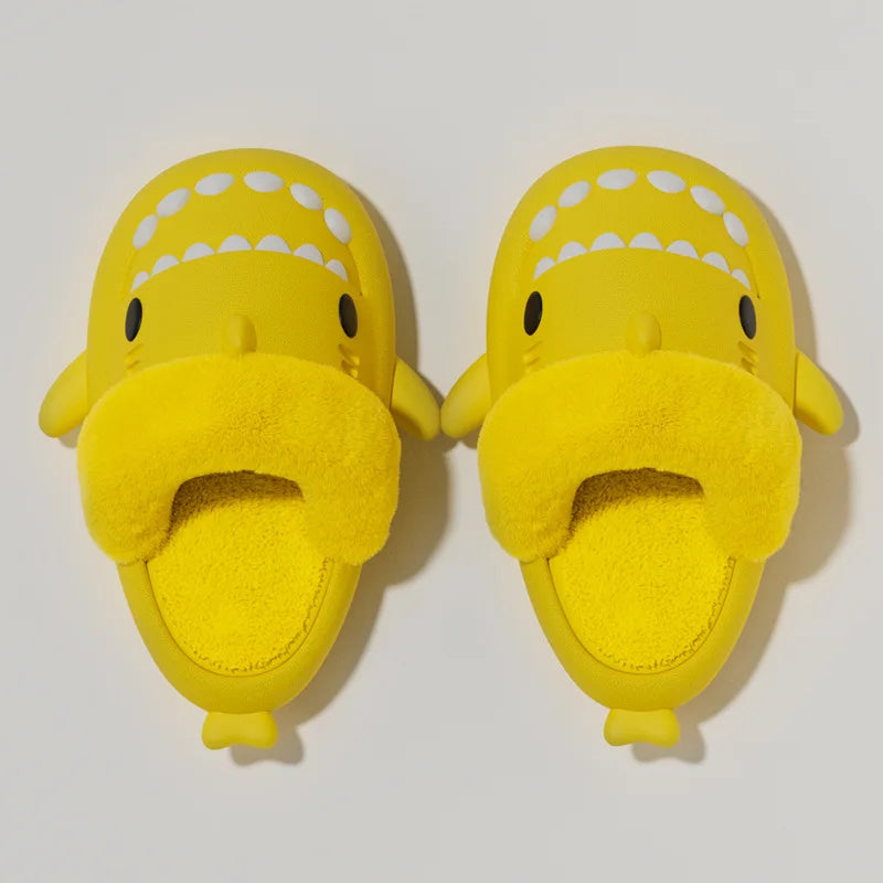New Waterproof Plush Boys Girls Shoes Toddler Baby Winter Kids Slippers Shark Slides Indoor Winter Men's Shark Cotton Slipper