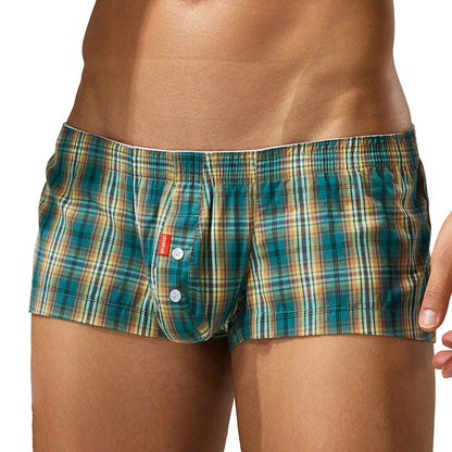 SEOBEAN Men's Plaid Cotton Boxer Shorts Comfortable Breathable Soft Sleepwear for Home Daily Wear Lounge Bottoms