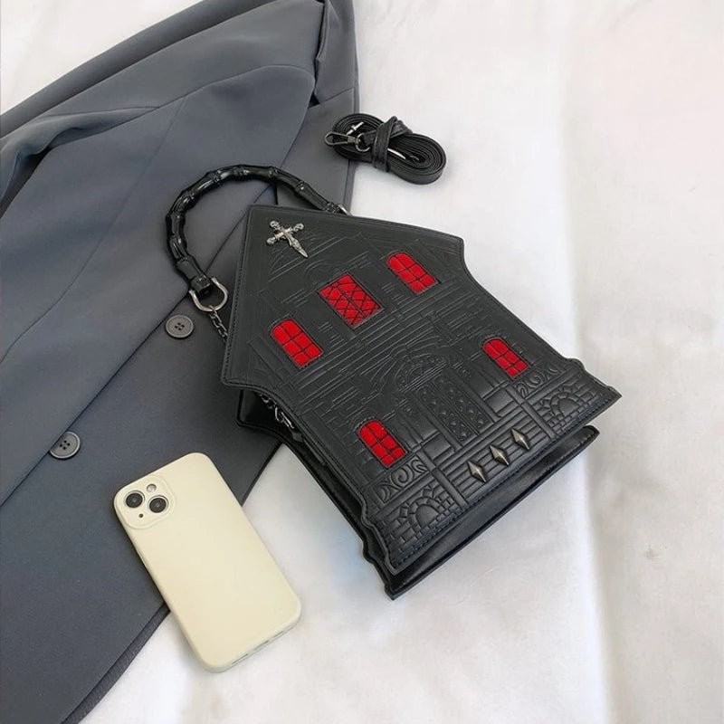 Nova Bolsa Tiracolo Criativa Tridimensional em Forma de Casa para Mulheres Estilo Punk Bolsas de Ombro Personalizadas para Mulheres Estilo Pop QUENTE