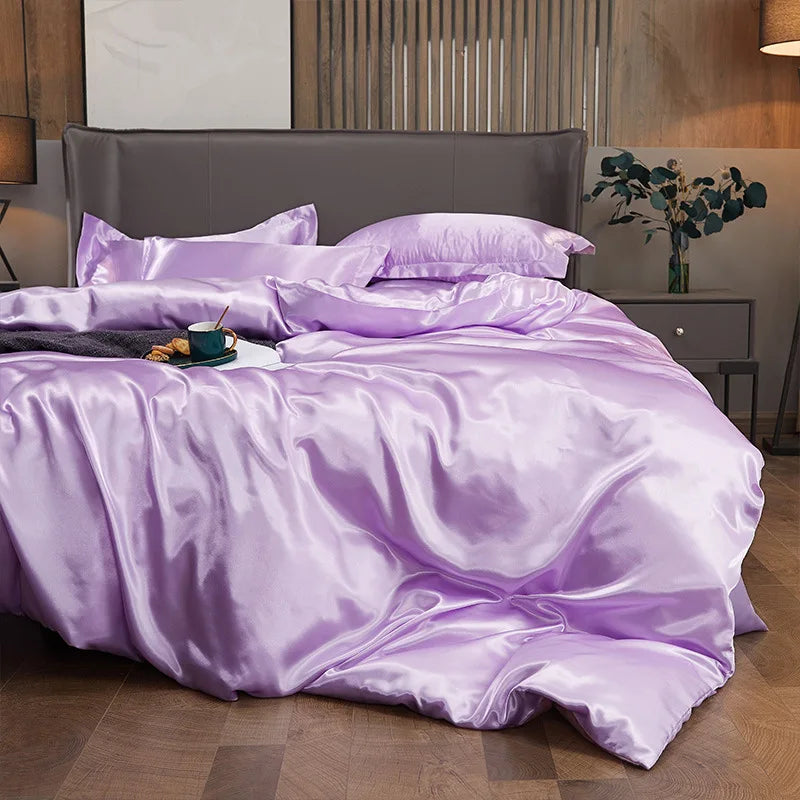 Duvet Cover Set Bed 120/150/180/200 Tencel Silk Bedding Set Black Green White Summer Sheet Luxury Stretch Fitted Sheet 180x200