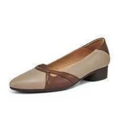 Sapatos femininas women cute multi color high quality square heel soft leather shoes lady casual beige office work heels  b209
