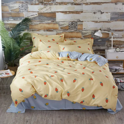 Cute Cartoon Print Duvet Cover 220x240 Lovely Pattern Adults Kids Quilt Cover AB Double-sided Comforter Covers No Pillow Cases
