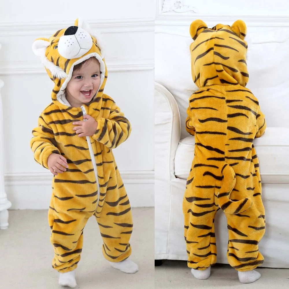 Toddler Boys Girls Kigurumi Pajamas 0-4 Years Children Sleepwear Winter Baby Rompers Infant Flannel Warm Clothes Animal Onesies