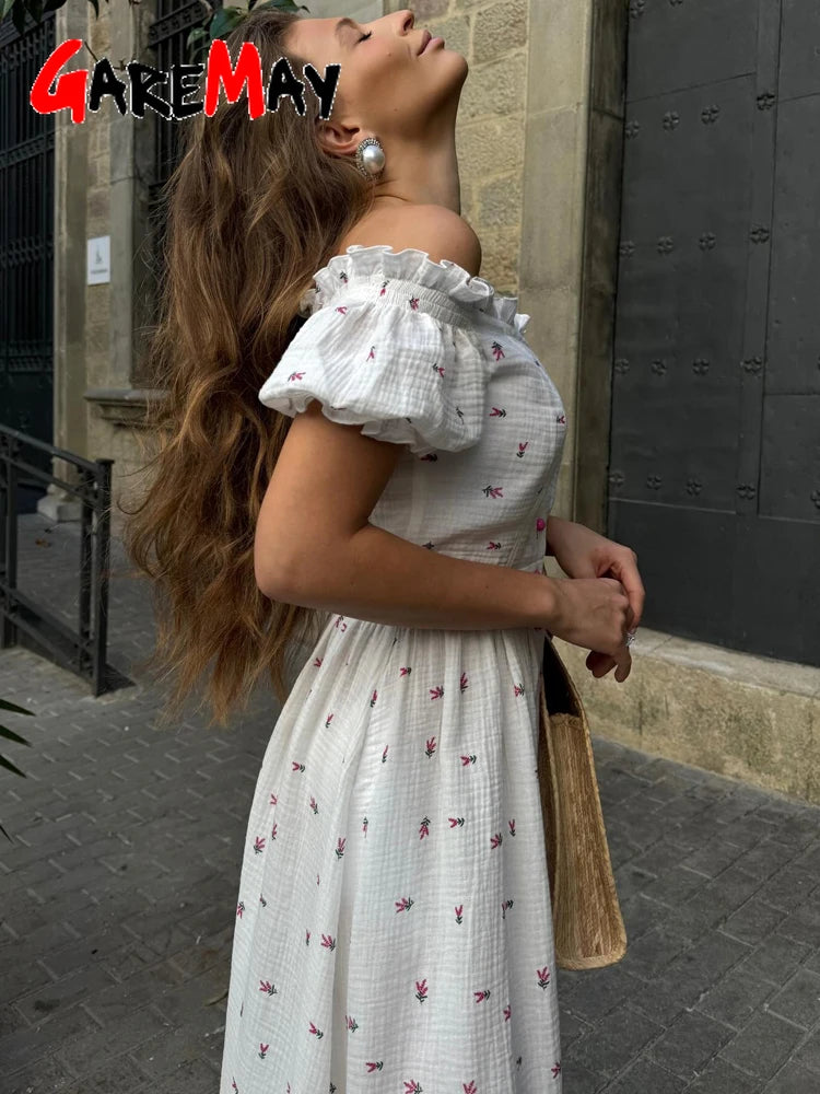Elegante Vestido de Verão para Mulher em Algodão 100% Vintage Leve Midi Vestidos Muçulmanos Bonitos Longo Casual Vestido Branco para Mulher 2026