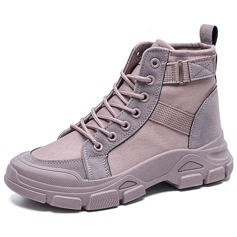 Women Boots Canvas Ankle Boots for Women Platform Desert Boots High-top Shoes Woman Hiking Women's Sneaker Trend Motorcycle Boot