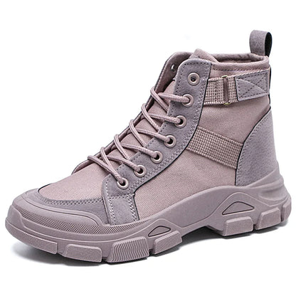Women Boots Canvas Ankle Boots for Women Platform Desert Boots High-top Shoes Woman Hiking Women's Sneaker Trend Motorcycle Boot