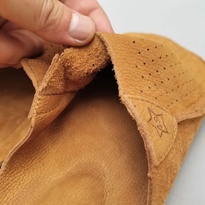 natural Leather mule slippers Men's summer Slippers Cowhide Hollow Breathable Soft Bottom Retro Handmade Cool Slipper Summer
