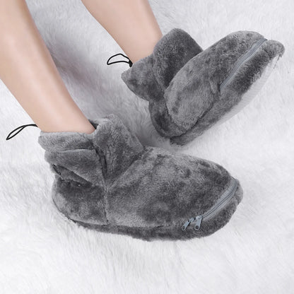 USB Heater Foot Shoes Winter Warm Snow Boots Comfortable Plush Warm Electric Slippers Winter Warming Slipper for Women Men