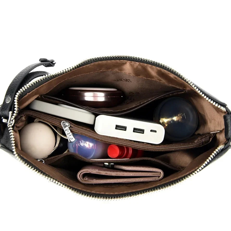 Bolsas de Ombro de Couro Macio Genuíno para Mulher, Bolsas de Luxo de Designer, Bolsas a Tiracolo para Mulher, Bolsas Casuais, Saco de Mensageiro, Saco de Deslocamento