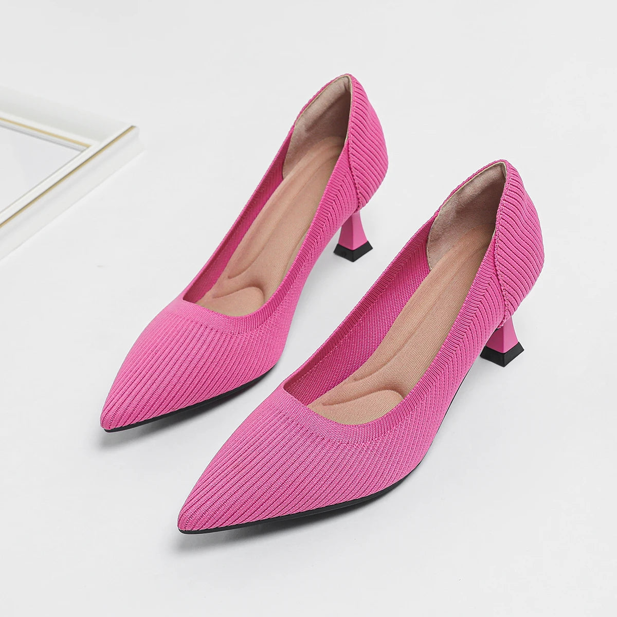 Women's High Heels Fashion Pattern Soft Knitted Comfortable Breathable Shoes 2025 New (6cm High)