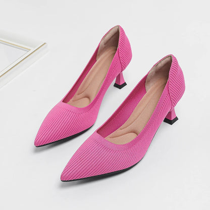 Women's High Heels Fashion Pattern Soft Knitted Comfortable Breathable Shoes 2025 New (6cm High)