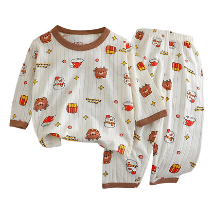 Cute and Comfortable Summer Children Home Wear Long Sleeve Pants Set Cotton Baby Sleepwear Air-Conditioned Rooms Pajama Sets