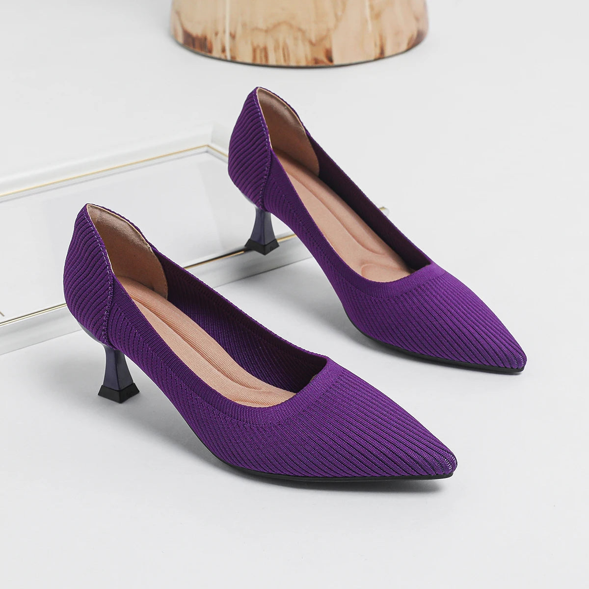 Women's High Heels Fashion Pattern Soft Knitted Comfortable Breathable Shoes 2025 New (6cm High)