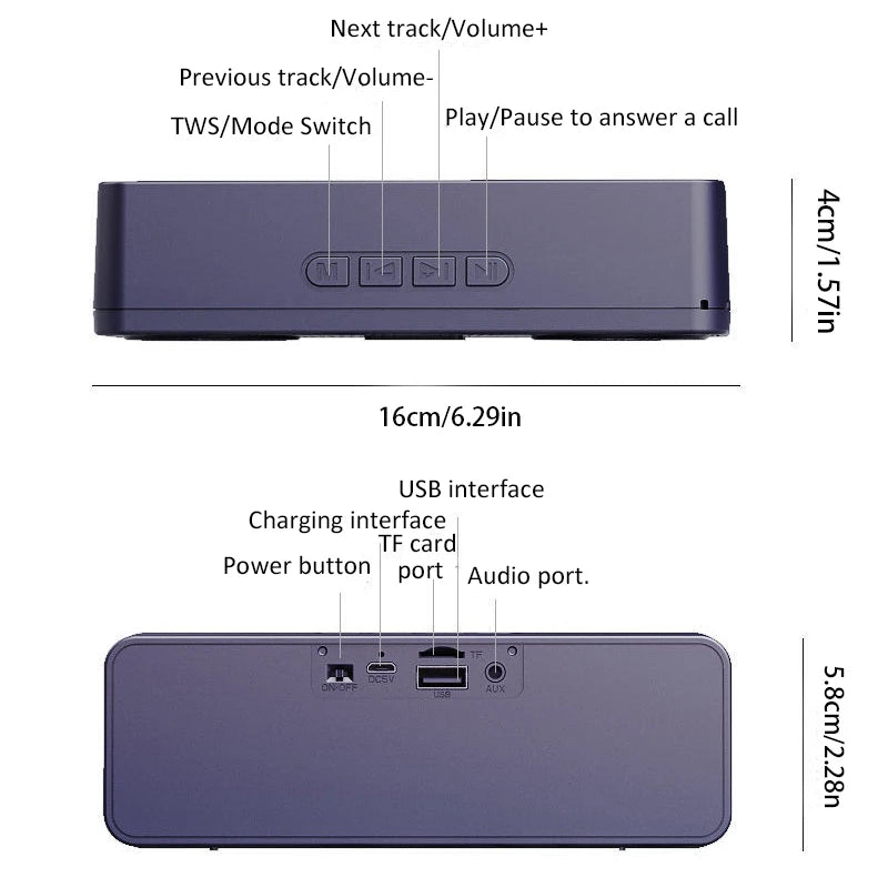 S18 Coluna Bluetooth Criativa Sem Fios, Áudio para Telemóvel, Subwoofer para Computador, Rádio Portátil para Exterior
