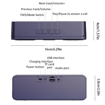 S18 Coluna Bluetooth Criativa Sem Fios, Áudio para Telemóvel, Subwoofer para Computador, Rádio Portátil para Exterior