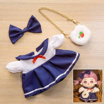 Fashion Dresses with Headband Decoration 20cm Cotton Doll Lovely Spring Summer Princess Dresses Pants Plush Dolls Clothes