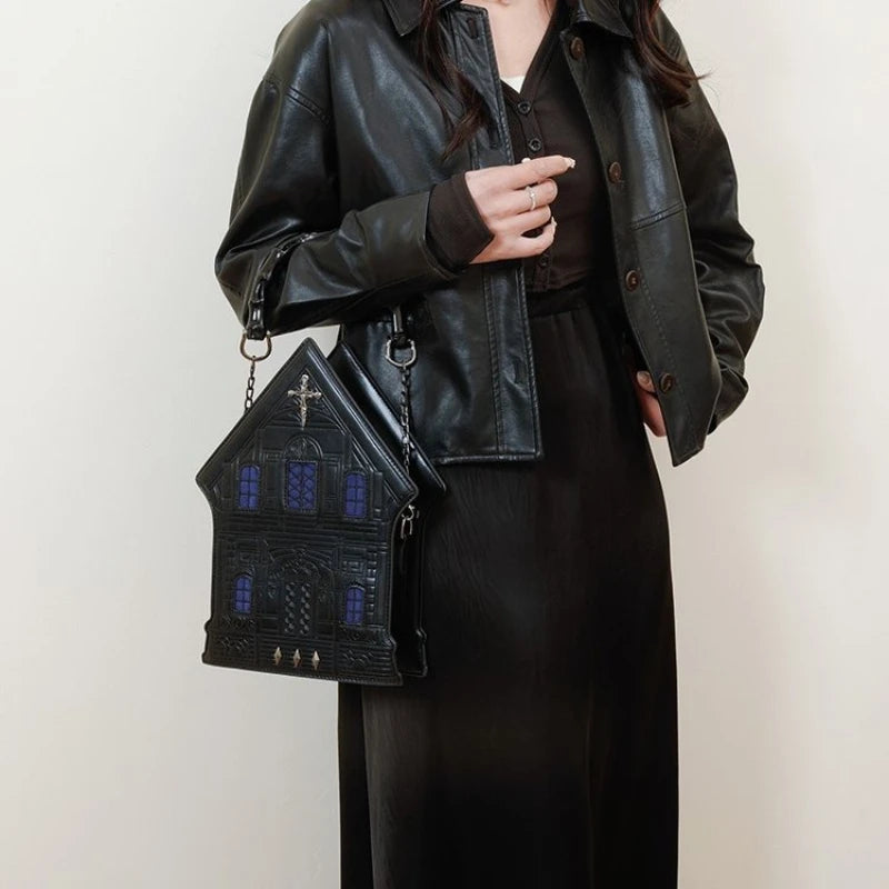 Nova Bolsa Tiracolo Criativa Tridimensional em Forma de Casa para Mulheres Estilo Punk Bolsas de Ombro Personalizadas para Mulheres Estilo Pop QUENTE