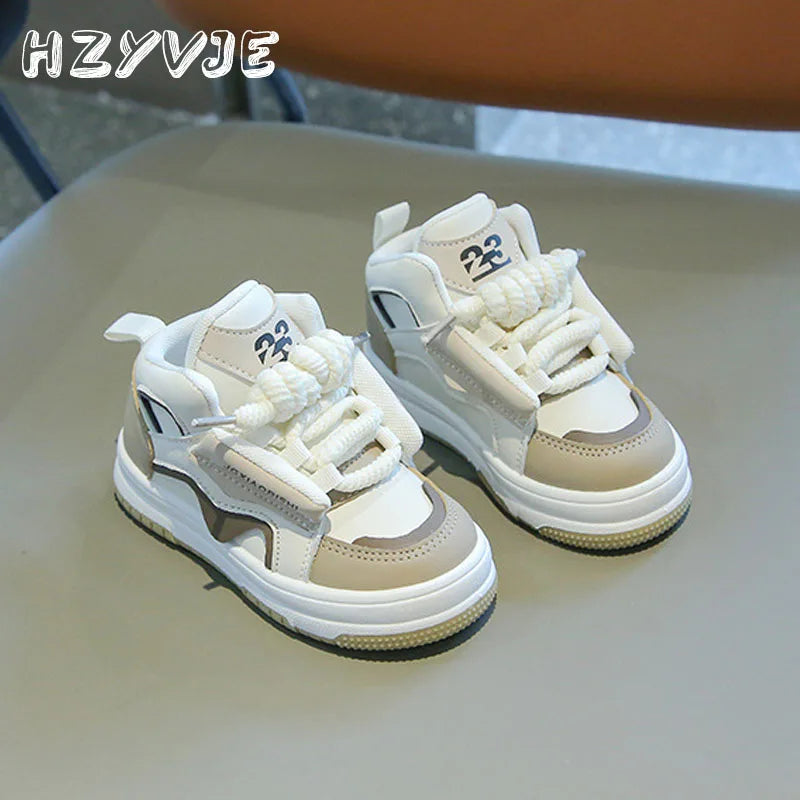 Sapatilhas Desportivas Novas de Primavera Outono para Criança, Sapatos de Tabuleiro Casuais para Menino, Sapatos de Corrida Dopamina da Moda de Cano Alto para Menina