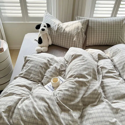 Classic Duvet Cover Set with Pillowcases Flat Sheet Nordic Style No Comforter 2025 New Bedding Kit Double Twin Size Bed Linens