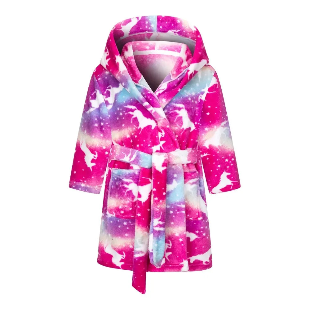 Winter Christmas Bath Robe For Girls Pajamas Animal Hooded Robes Children Dressing Gown Boys Sleepwear Kids Bathrobe 6 8 10 12Y