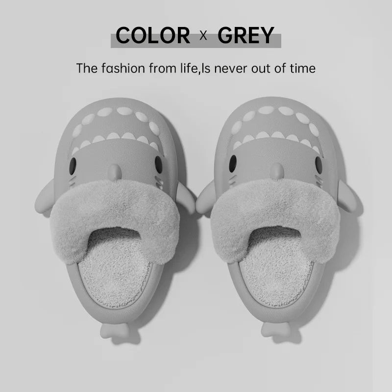 New Waterproof Plush Boys Girls Shoes Toddler Baby Winter Kids Slippers Shark Slides Indoor Winter Men's Shark Cotton Slipper